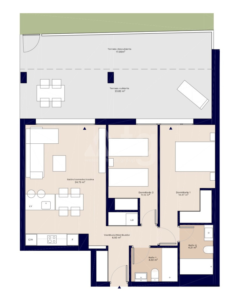 Apartament cu 2 dormitoare în Denia - AEH40981 - 1