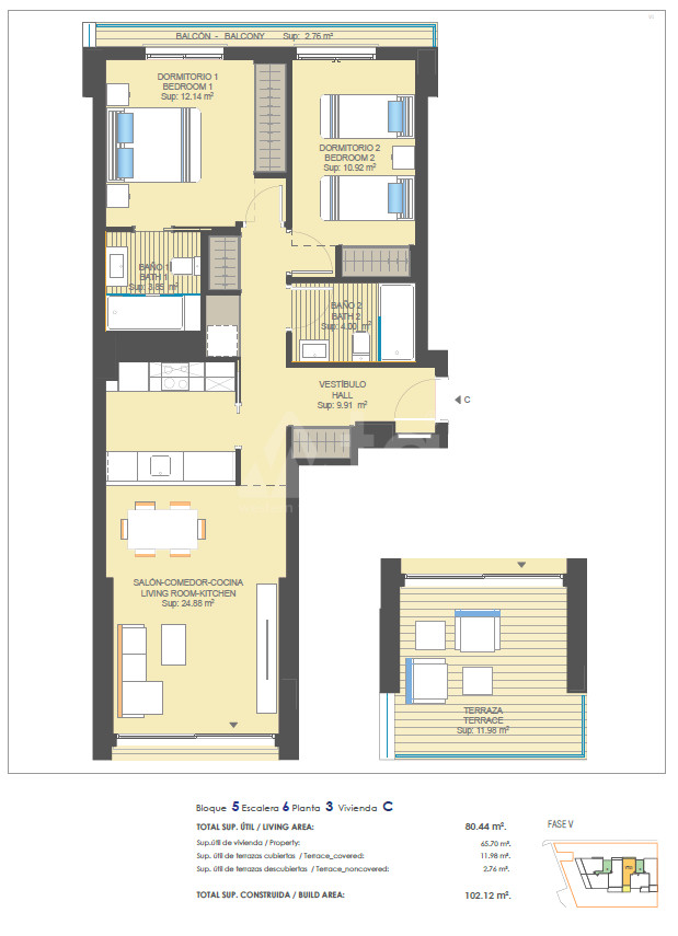Apartament cu 2 dormitoare în Dehesa de Campoamor - UBA41693 - 1