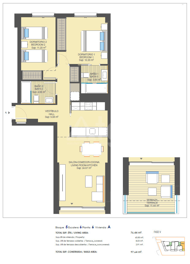 Apartament cu 2 dormitoare în Dehesa de Campoamor - UBA41700 - 1