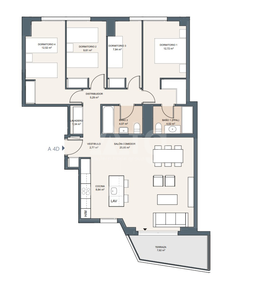 Apartamento de 4 habitaciones en Alicante - AEH42607 - 1