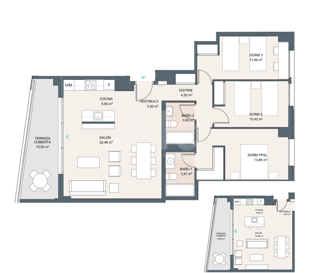 3 bedroom Apartment in Alicante - AEH42651 - 1