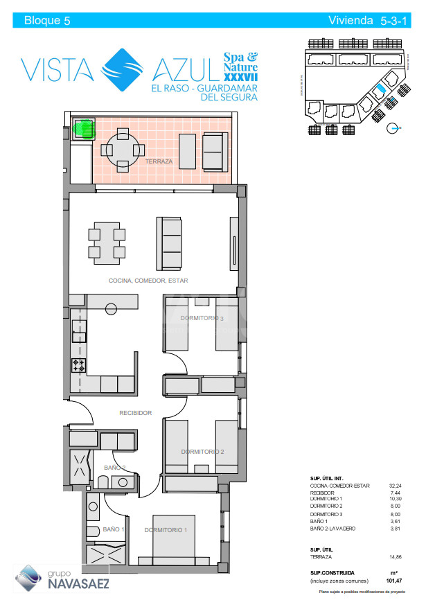 Апартаменты в Гуардамар дель Сегура, 3 спальни - NS43059 - 1
