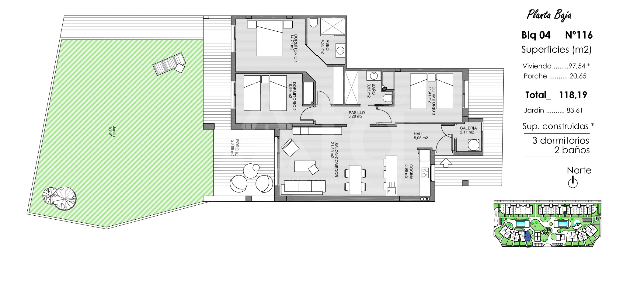Apartamento de 3 habitaciones en Guardamar del Segura - ARA43163 - 1