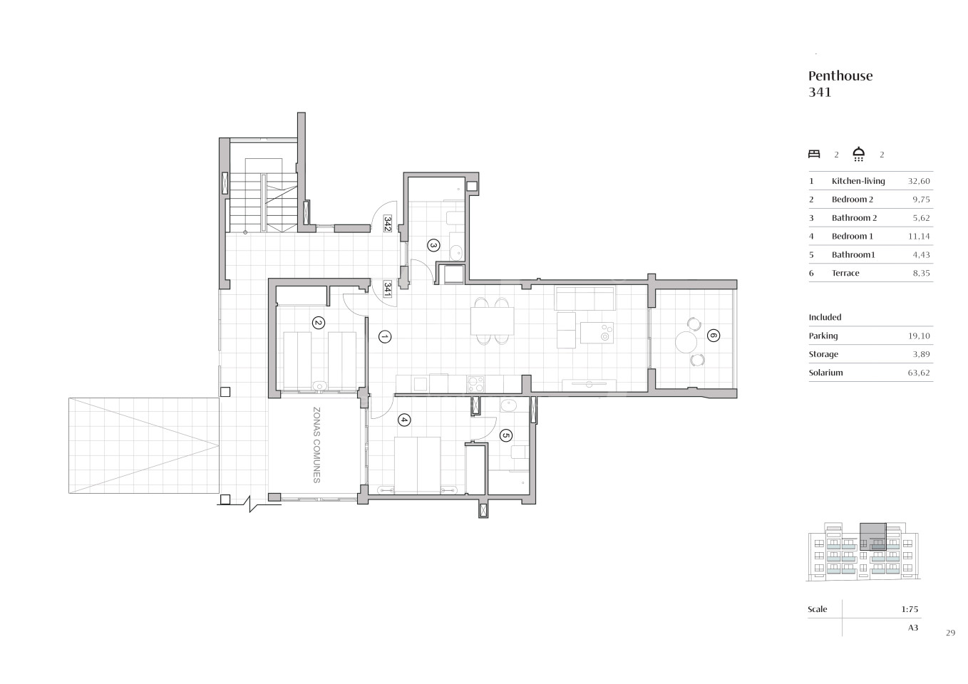 2 Schlafzimmer Penthouse-Wohnung in Villamartin - PT43771 - 1