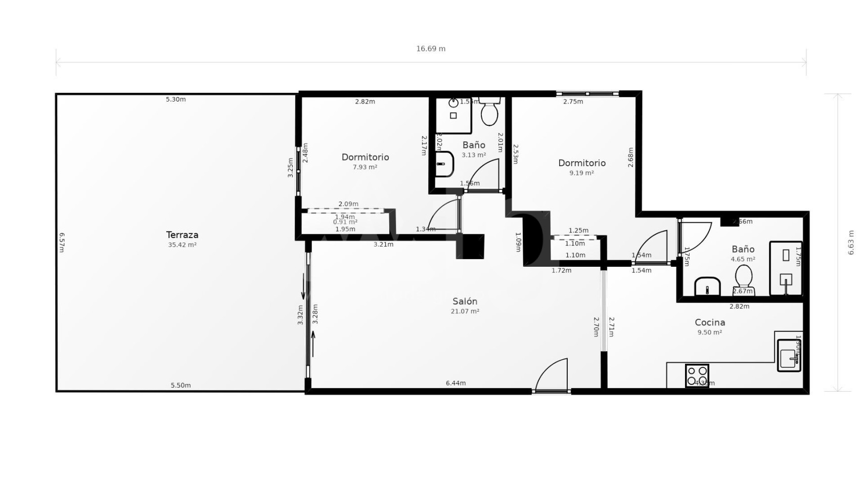 Apartamento de 2 habitaciones en Villamartin - RPF43949 - 2
