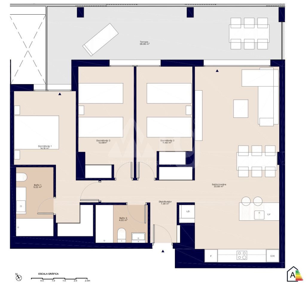 3 Schlafzimmer Appartement in Denia - AEH44107 - 1