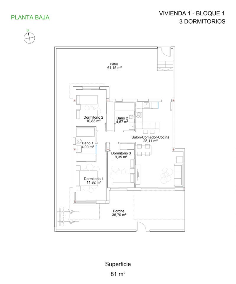Bungalow de 3 habitaciones en Villamartin - MCB44248 - 1