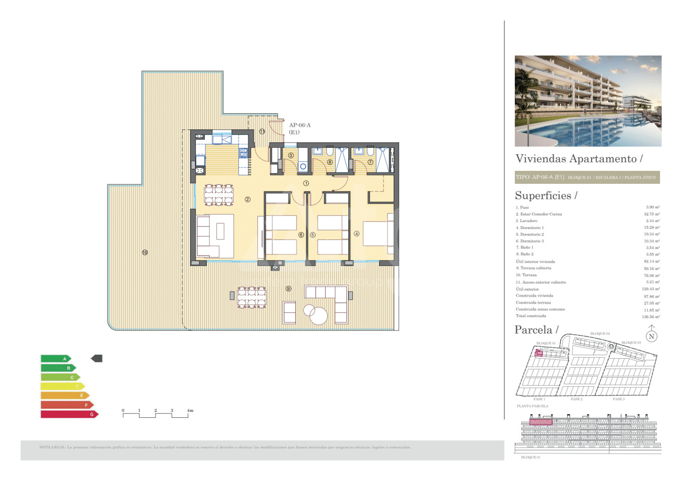 3 Schlafzimmer Penthouse-Wohnung in Mutxamel - PPV44676 - 1