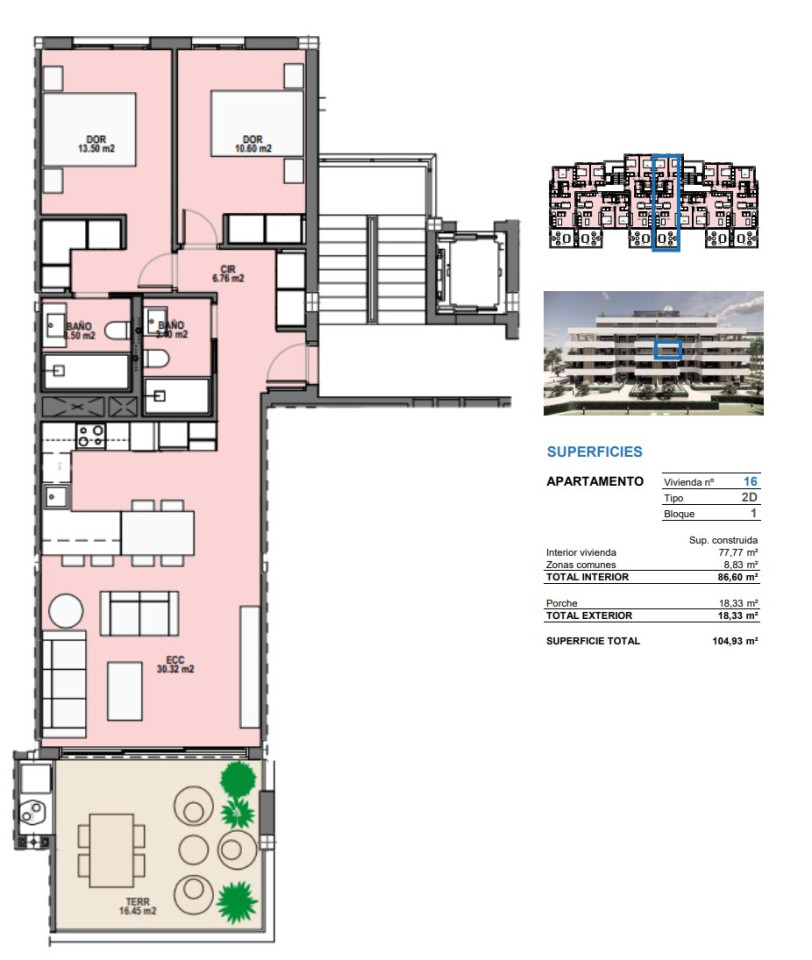 Apartament cu 2 dormitoare în Santa Rosalia - SRA44784 - 1