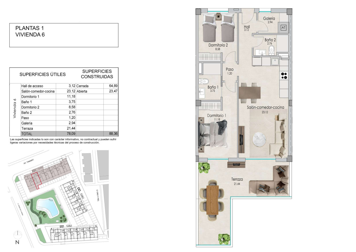 Apartamento de 2 habitaciones en Santa Pola - US44997 - 1