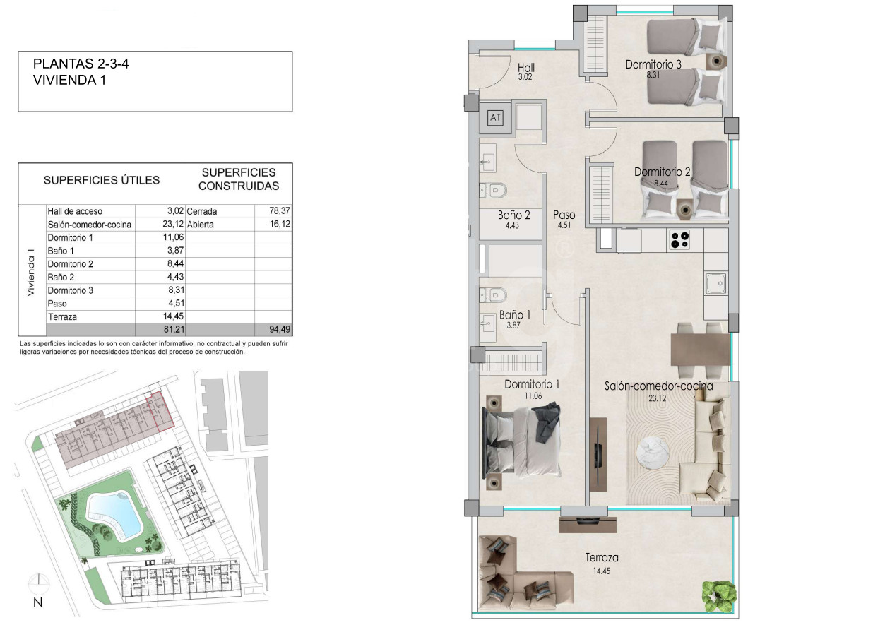 Apartamento de 3 habitaciones en Santa Pola - US44999 - 1