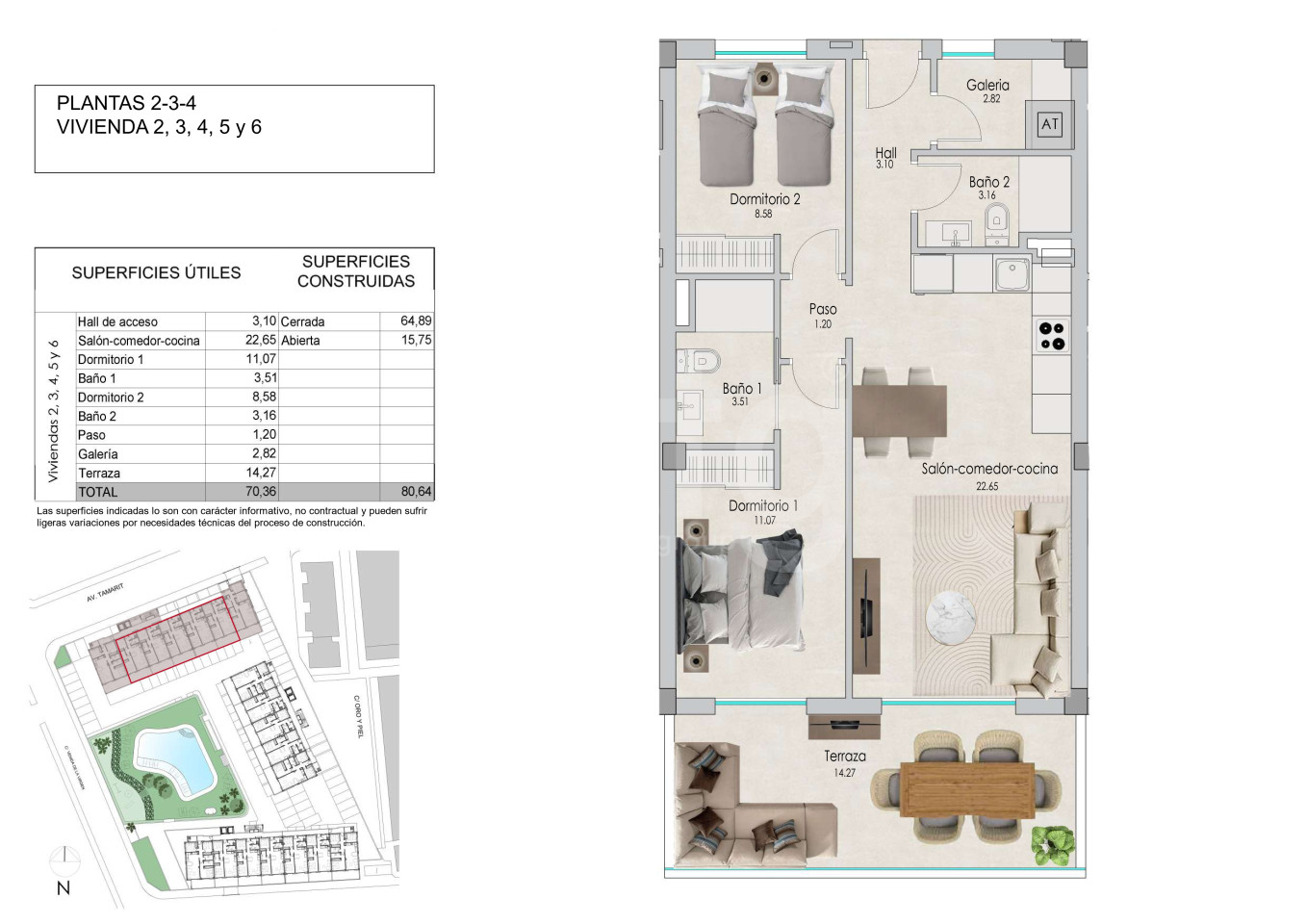 Apartamento de 2 habitaciones en Santa Pola - US45003 - 1