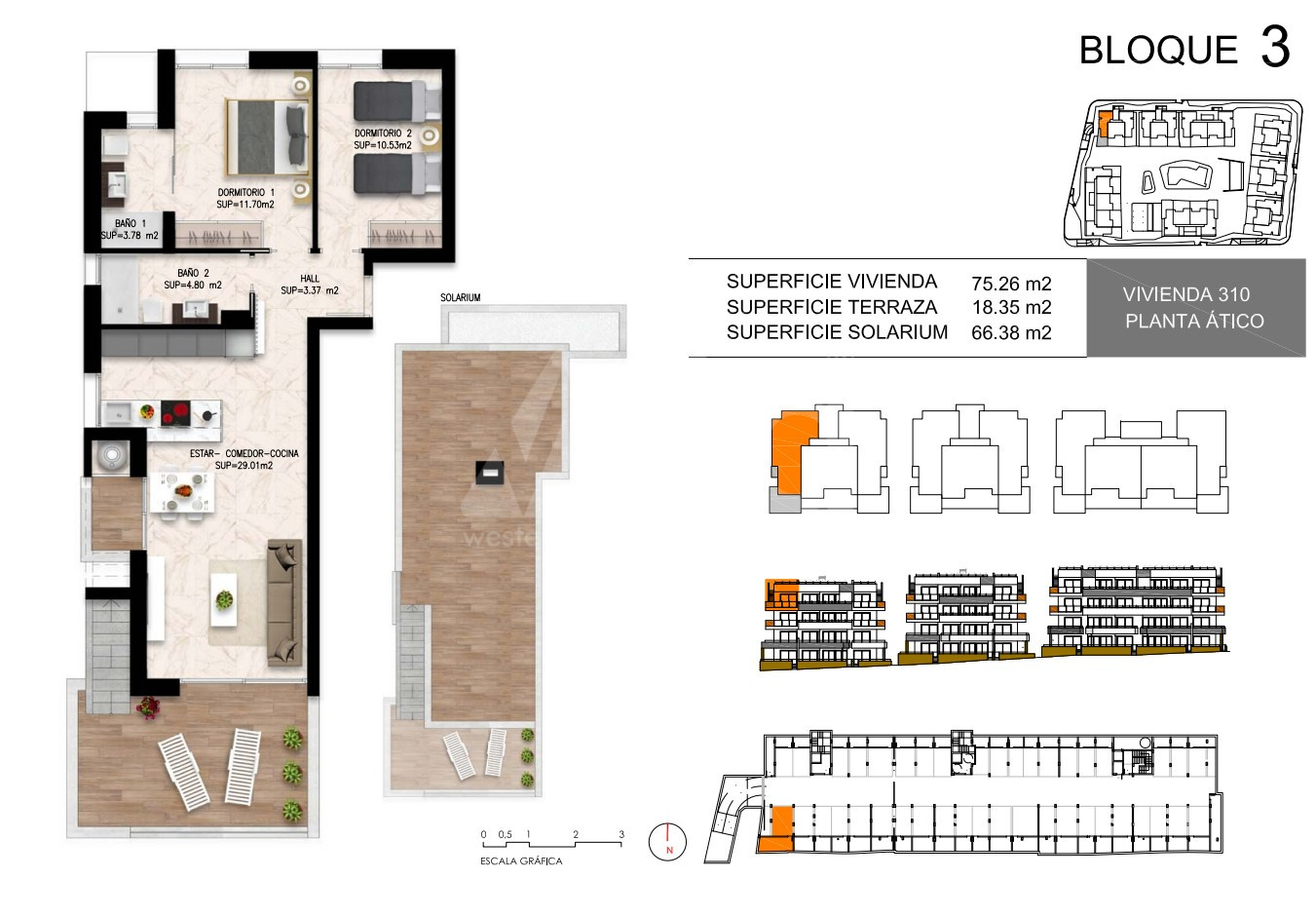 2 Schlafzimmer Penthouse-Wohnung in Playa Flamenca - DI46617 - 1