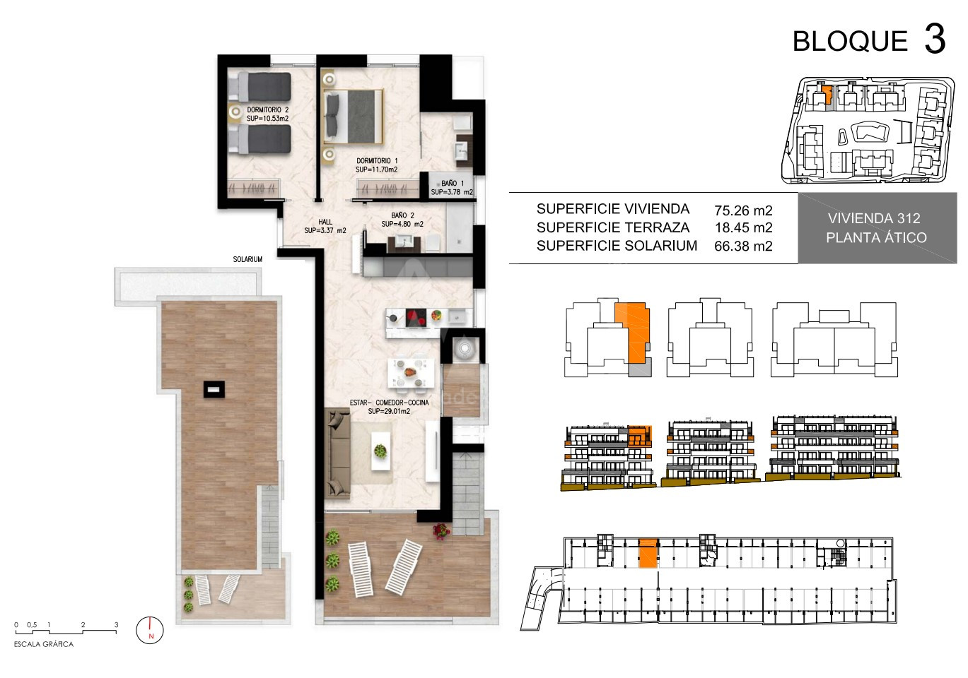 2 Schlafzimmer Penthouse-Wohnung in Playa Flamenca - DI46619 - 1