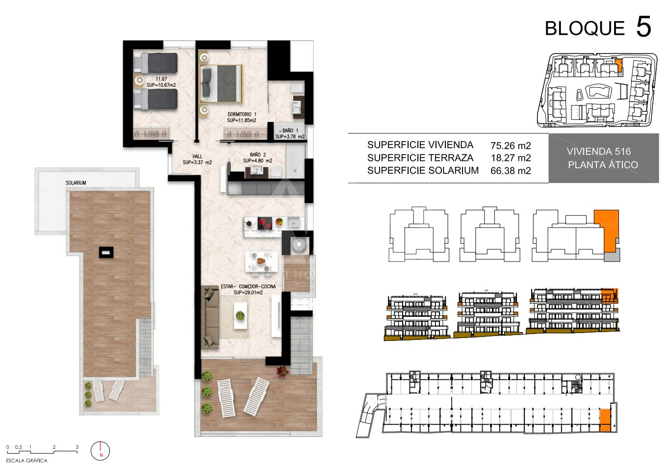2 Schlafzimmer Penthouse-Wohnung in Playa Flamenca - DI46647 - 1