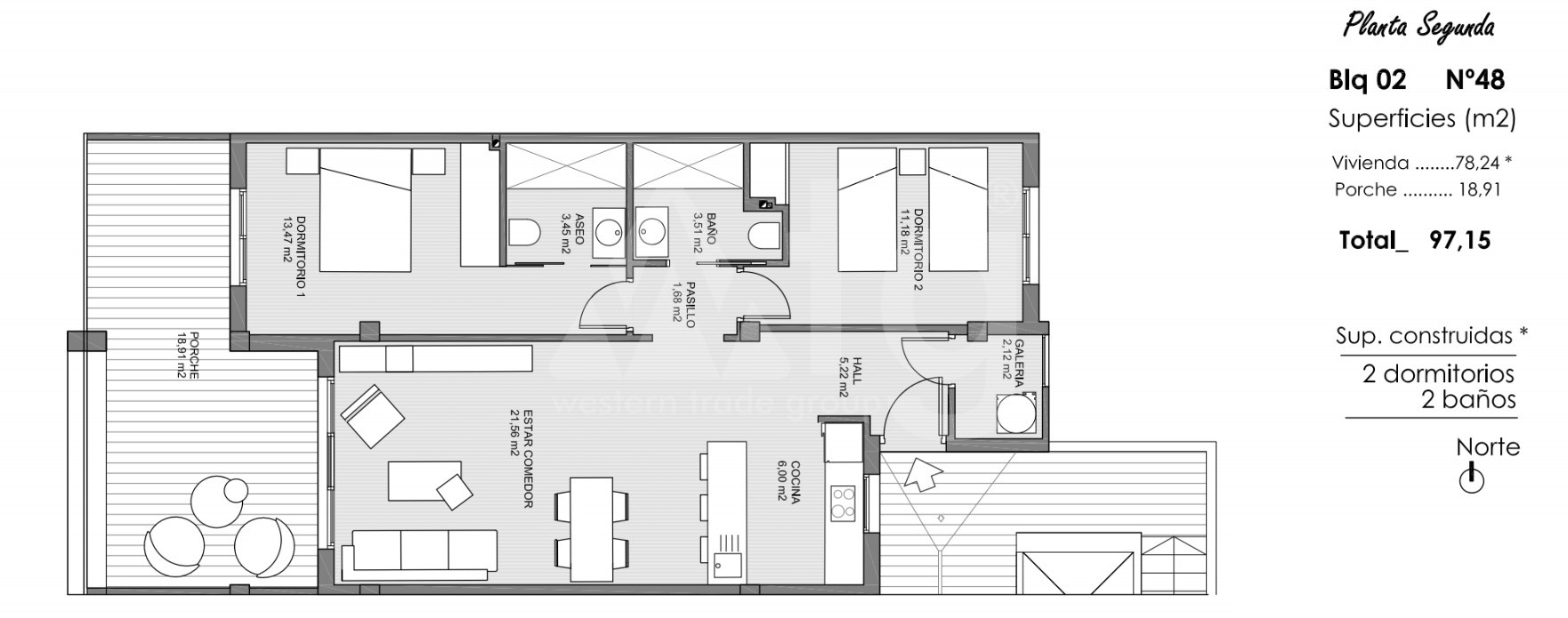 Appartement de 2 chambres à Guardamar del Segura - ARA47553 - 1