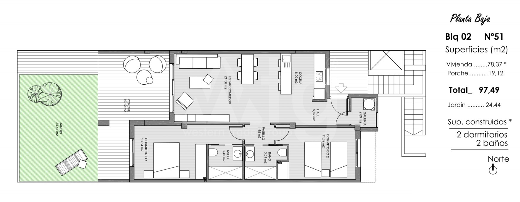 Apartament cu 2 dormitoare în Guardamar del Segura - ARA47554 - 1