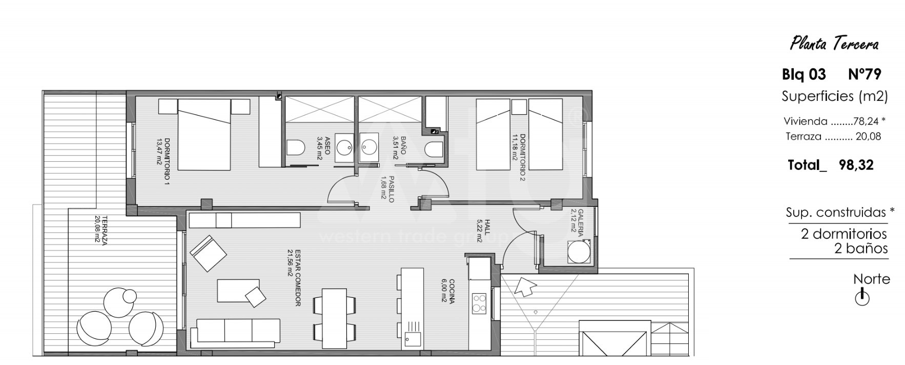 Appartement de 2 chambres à Guardamar del Segura - ARA47578 - 1
