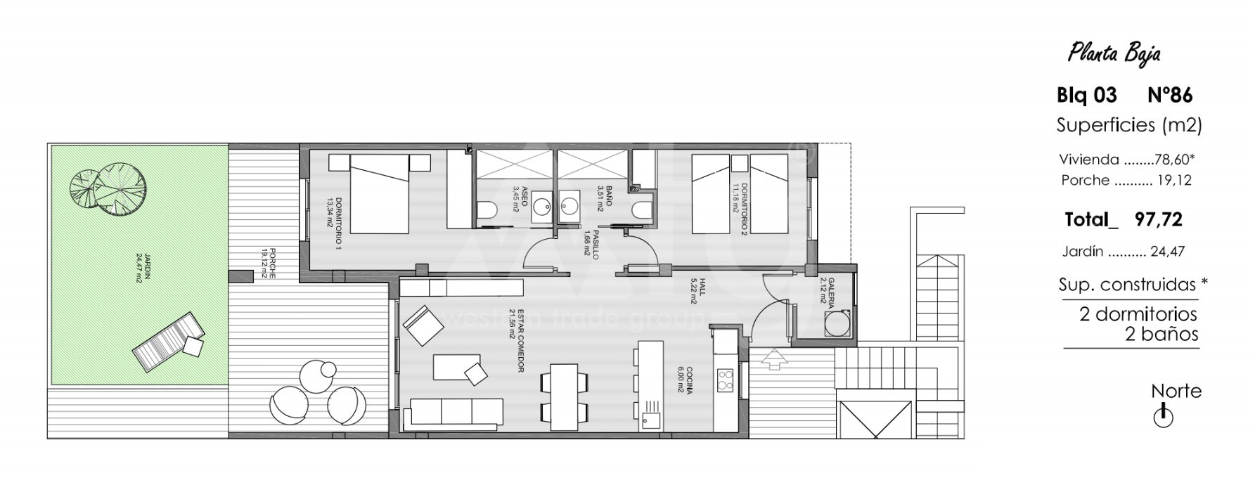 Apartament cu 2 dormitoare în Guardamar del Segura - ARA47585 - 1