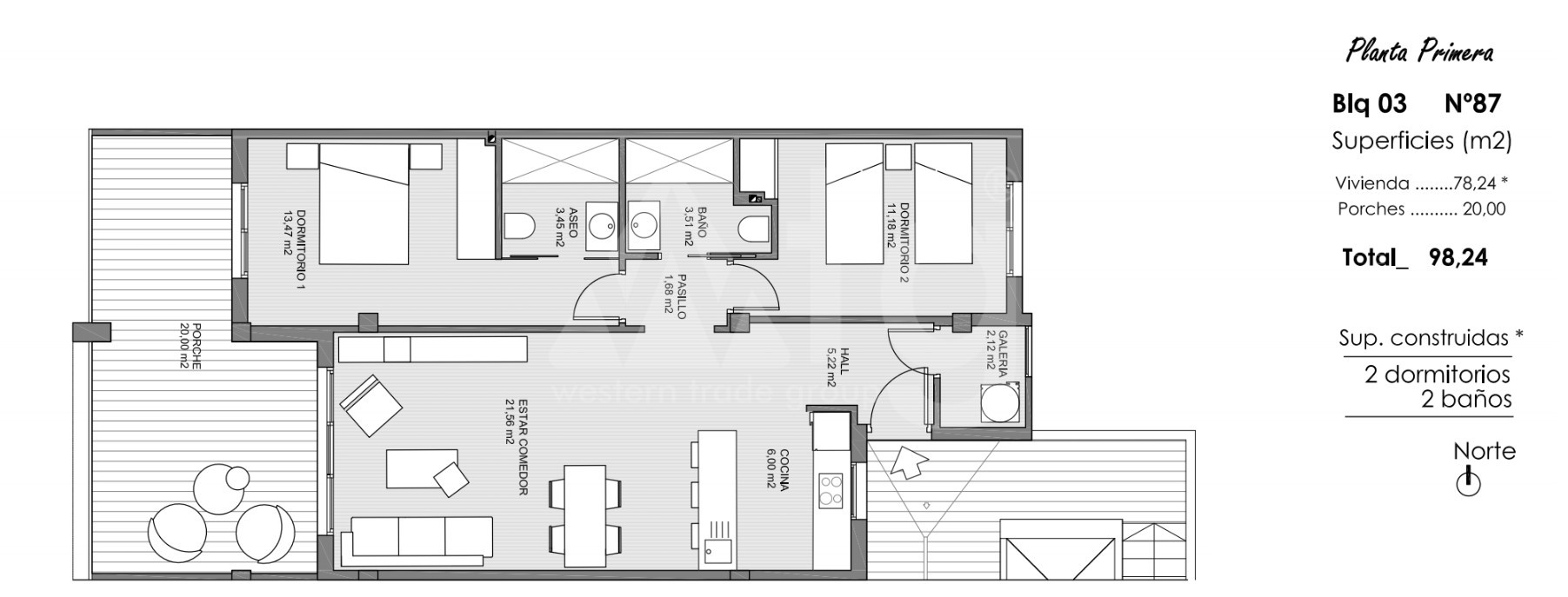 Appartement de 2 chambres à Guardamar del Segura - ARA47586 - 1