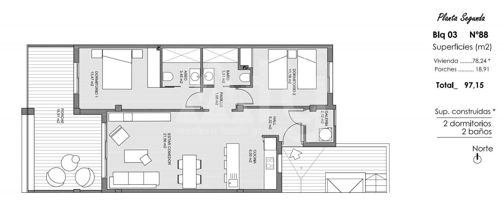 Appartement de 2 chambres à Guardamar del Segura - ARA47587 - 1