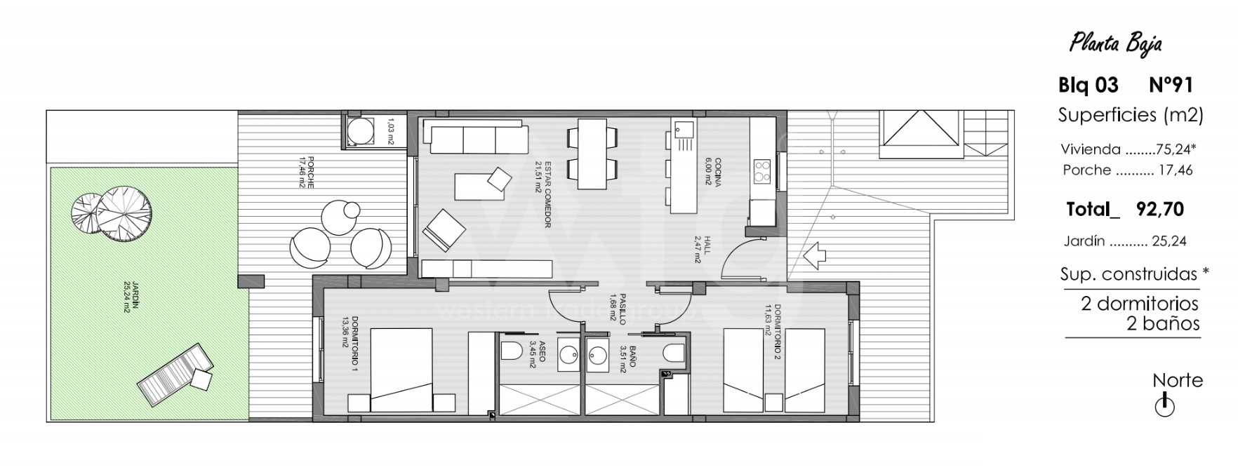 Appartement de 2 chambres à Guardamar del Segura - ARA47591 - 1