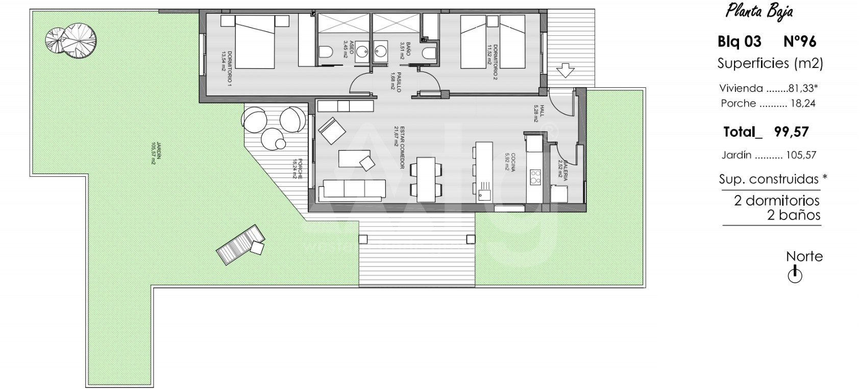 Appartement de 2 chambres à Guardamar del Segura - ARA47596 - 1