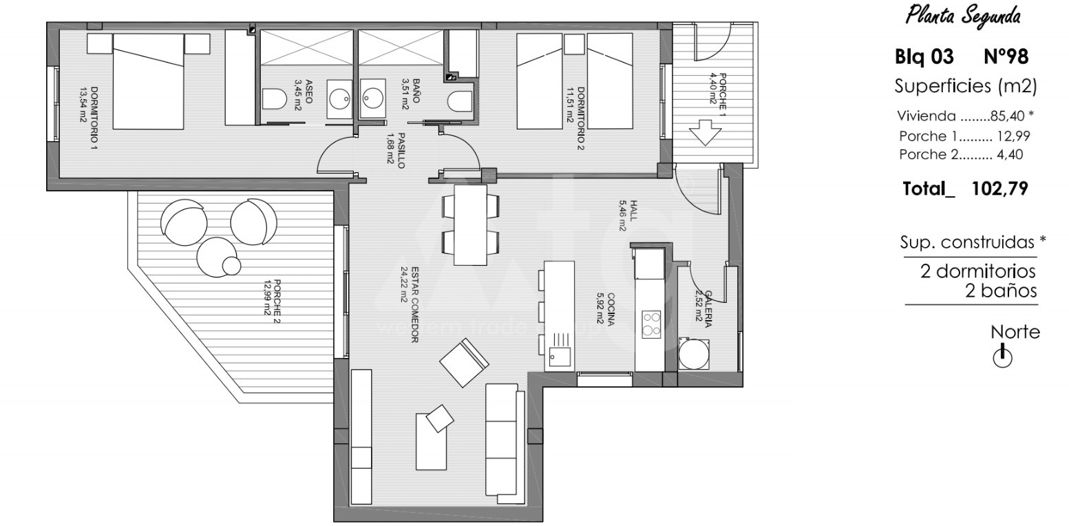 Apartamento de 2 habitaciones en Guardamar del Segura - ARA47598 - 1