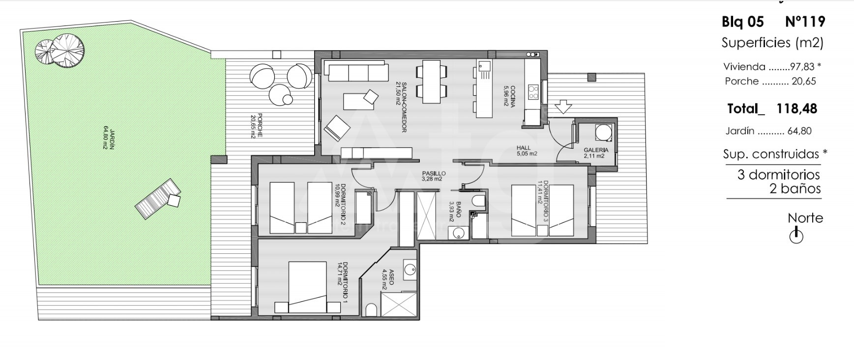 Апартаменты в Гуардамар дель Сегура, 3 спальни - ARA47600 - 1