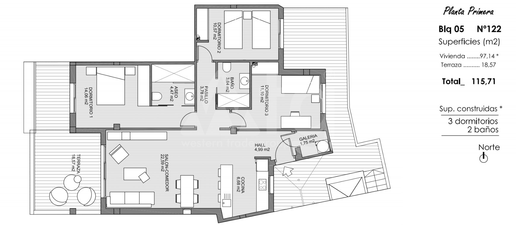 Apartamento de 3 habitaciones en Guardamar del Segura - ARA47609 - 1