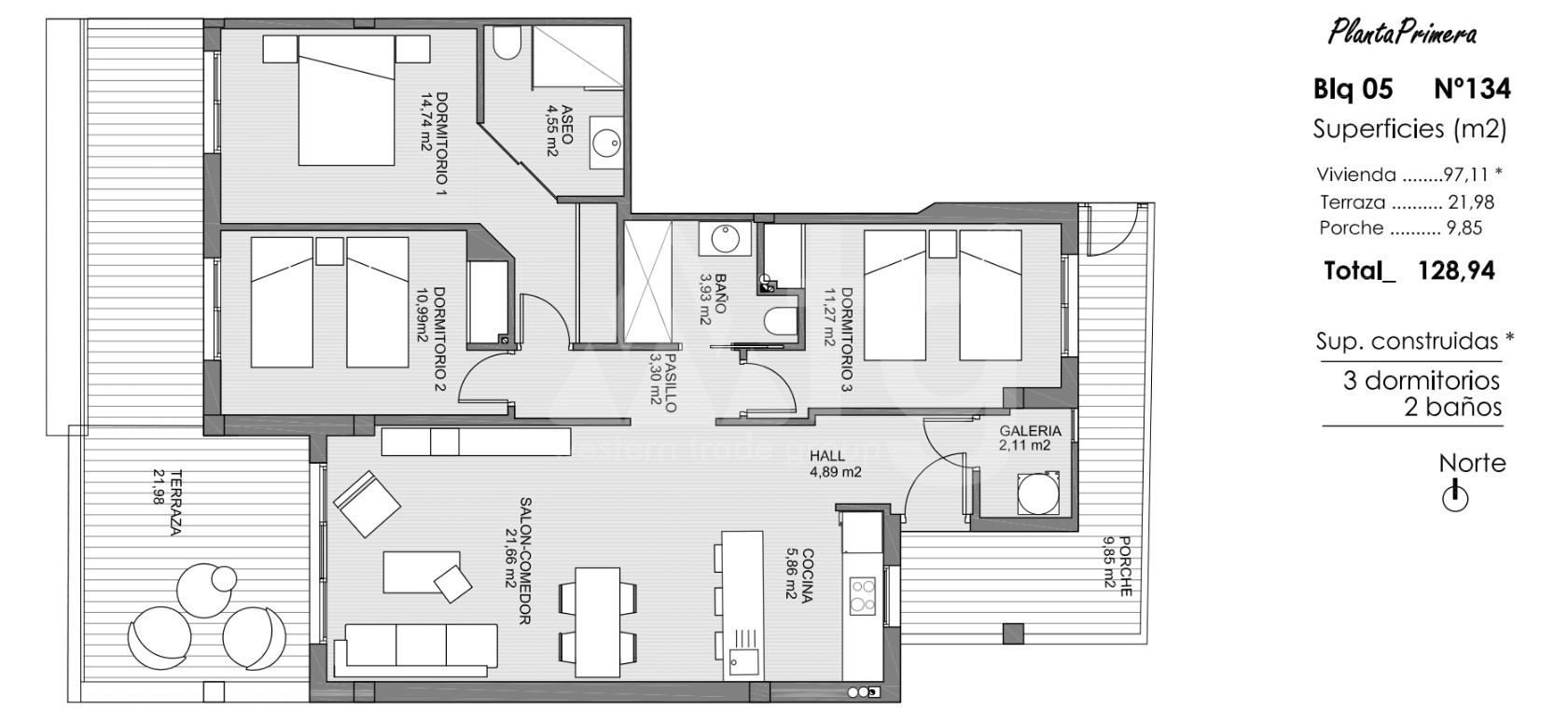Appartement de 3 chambres à Guardamar del Segura - ARA47619 - 1