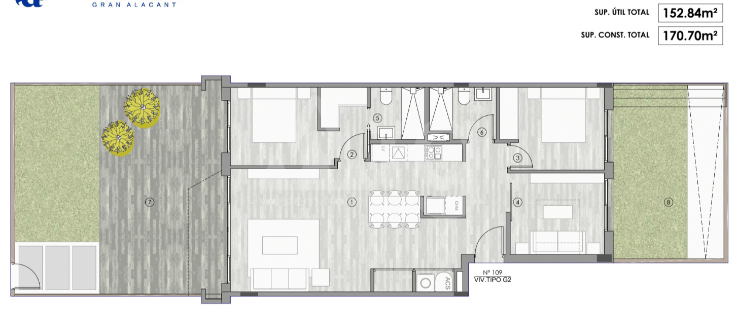 Apartamento de 3 habitaciones en Gran Alacant - GD48241 - 1