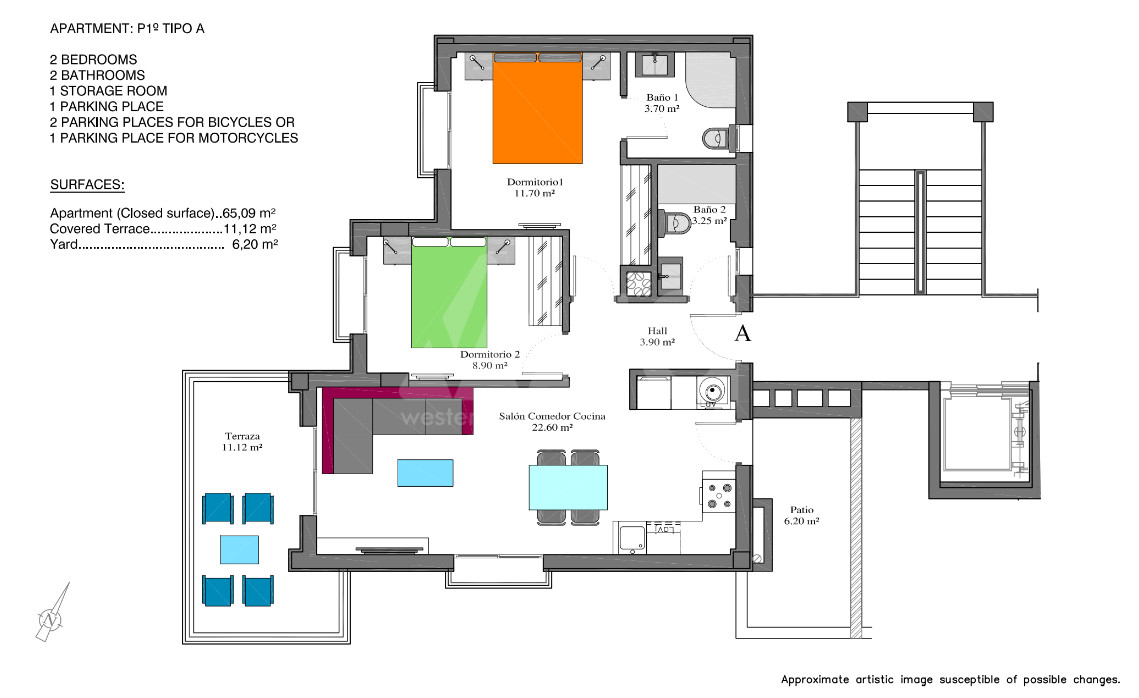 Apartament cu 2 dormitoare în Villamartin - GB50618 - 1