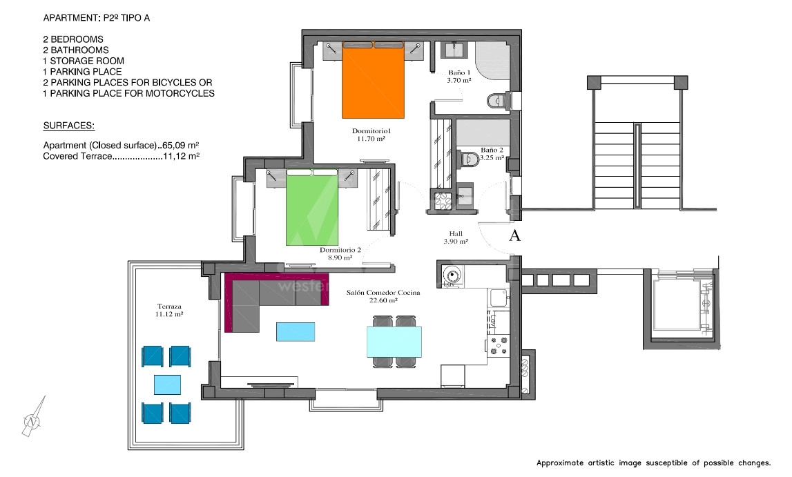 2 Schlafzimmer Appartement in Villamartin - GB50620 - 1