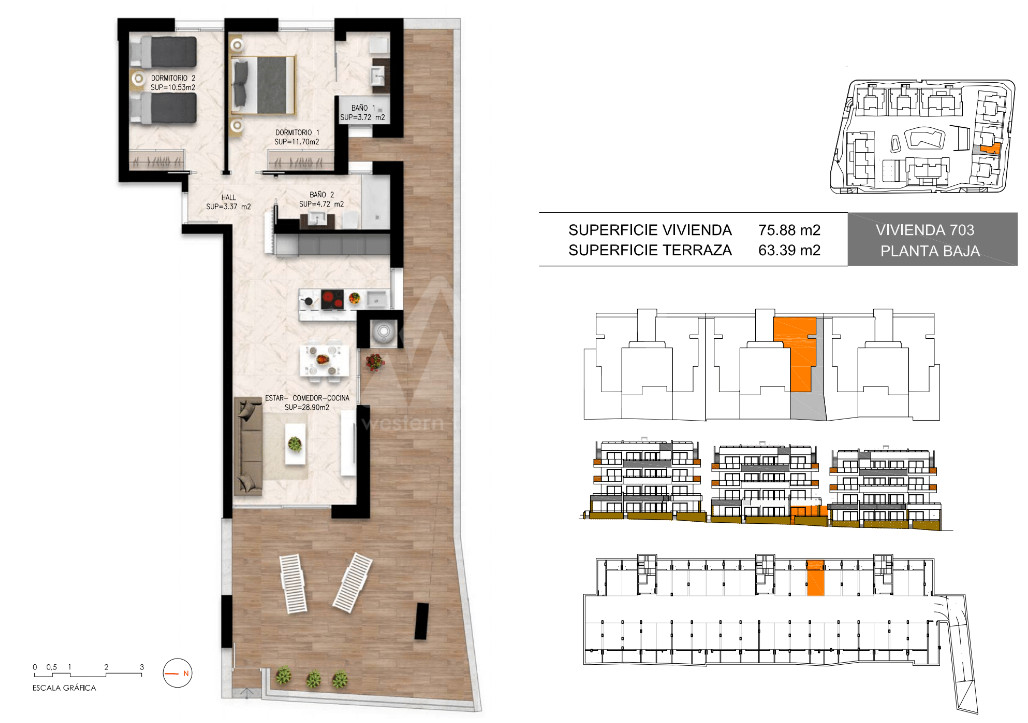 2 Schlafzimmer Appartement in Playa Flamenca - DI51980 - 1