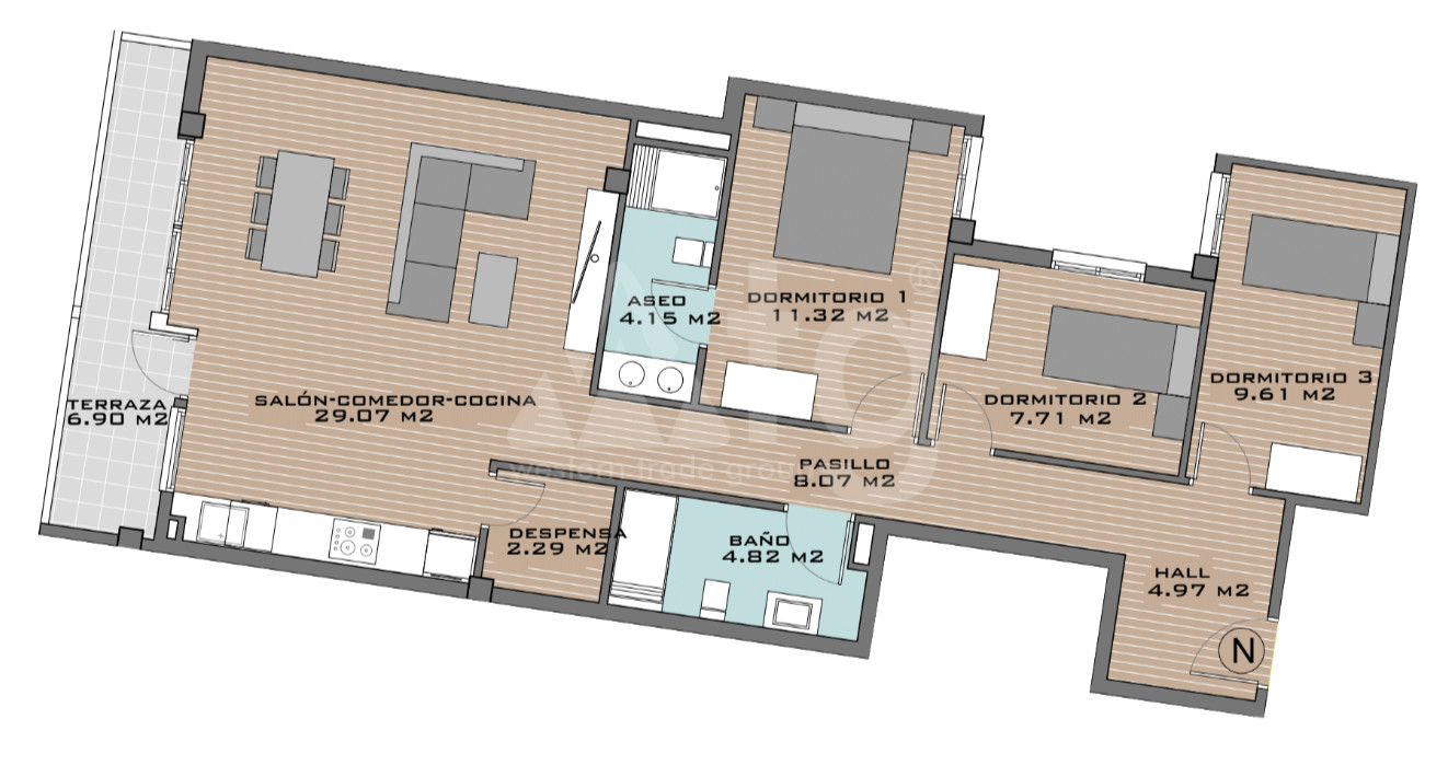Apartamento de 3 habitaciones en Algorfa - DTS53343 - 1