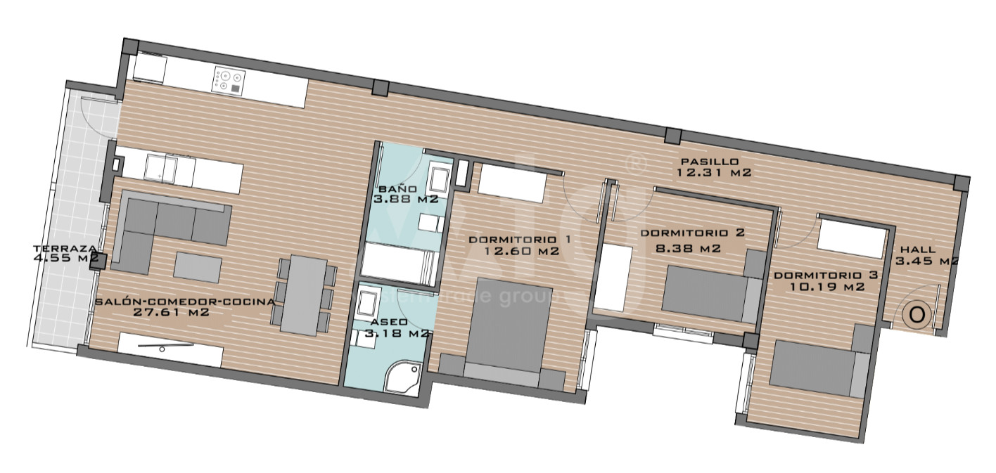 Apartamento de 3 habitaciones en Algorfa - DTS53344 - 1