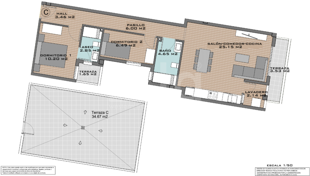 Penthouse cu 2 dormitoare în Algorfa - DTS53347 - 1
