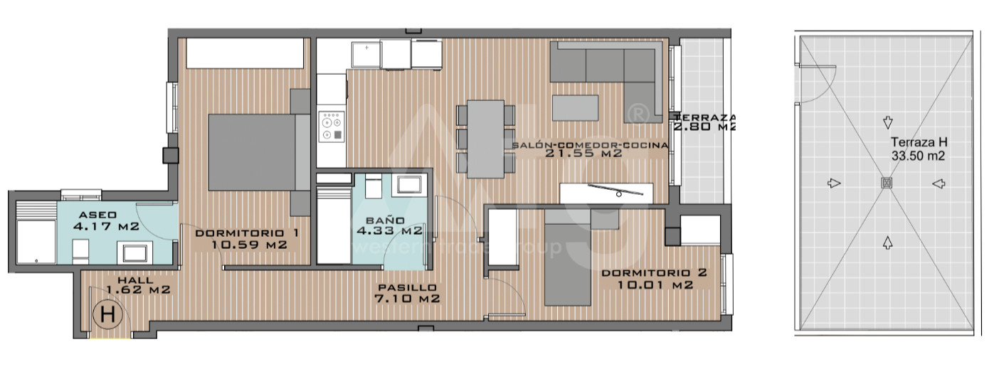 Penthouse cu 2 dormitoare în Algorfa - DTS53352 - 1