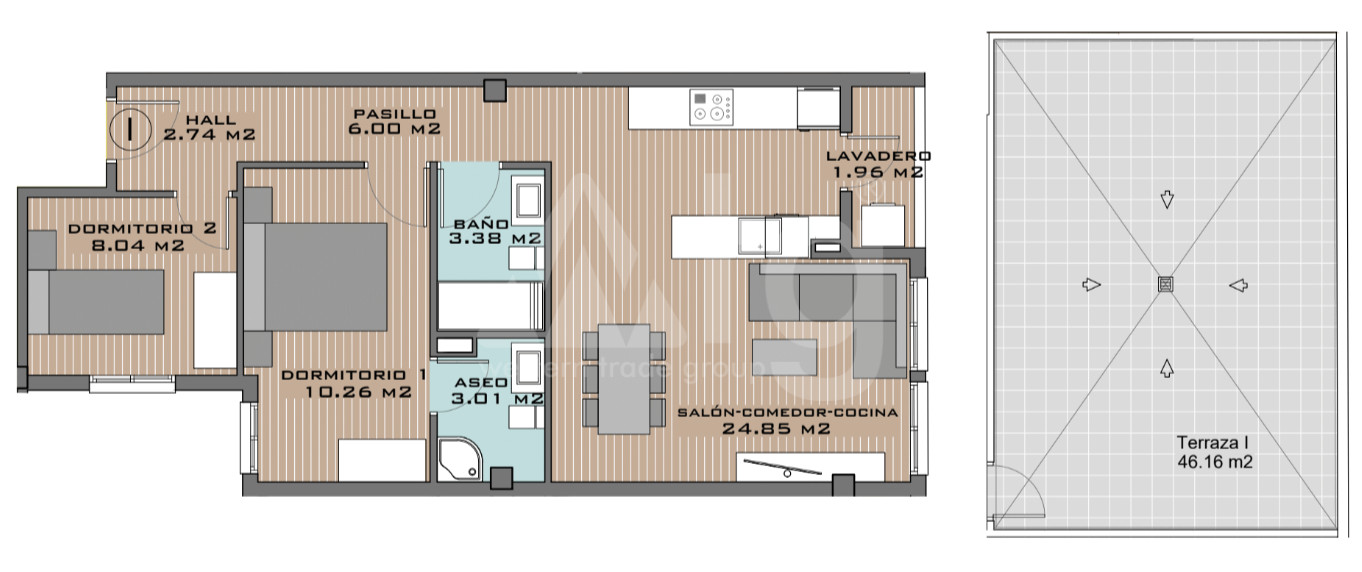 2 Schlafzimmer Penthouse-Wohnung in Algorfa - DTS53353 - 1