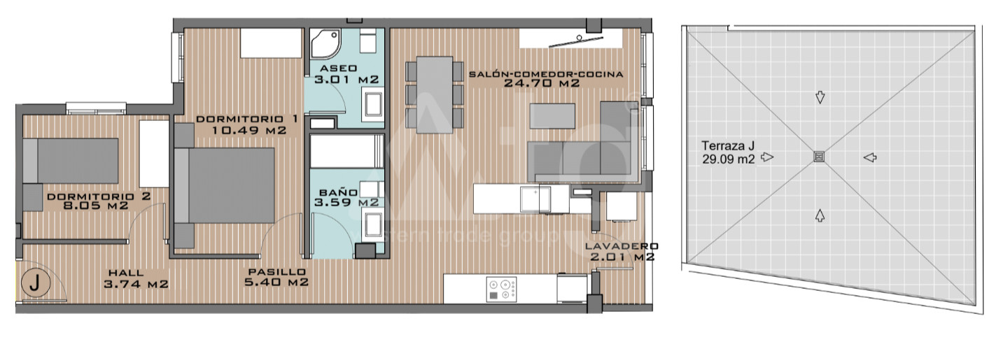 Penthouse cu 2 dormitoare în Algorfa - DTS53354 - 1