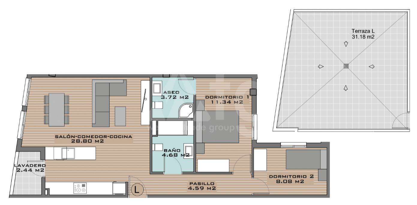 Penthouse cu 2 dormitoare în Algorfa - DTS53356 - 1