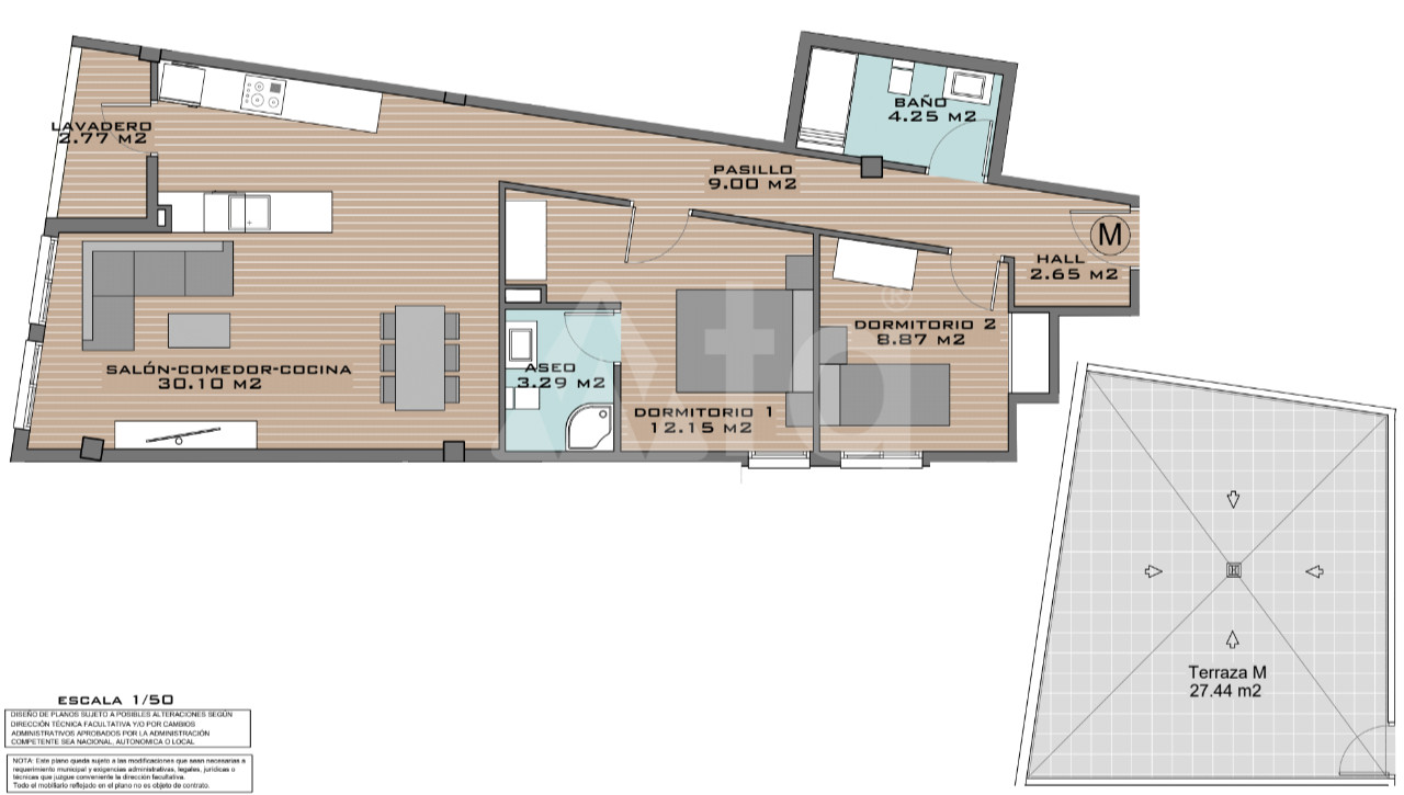 2 Schlafzimmer Penthouse-Wohnung in Algorfa - DTS53357 - 1