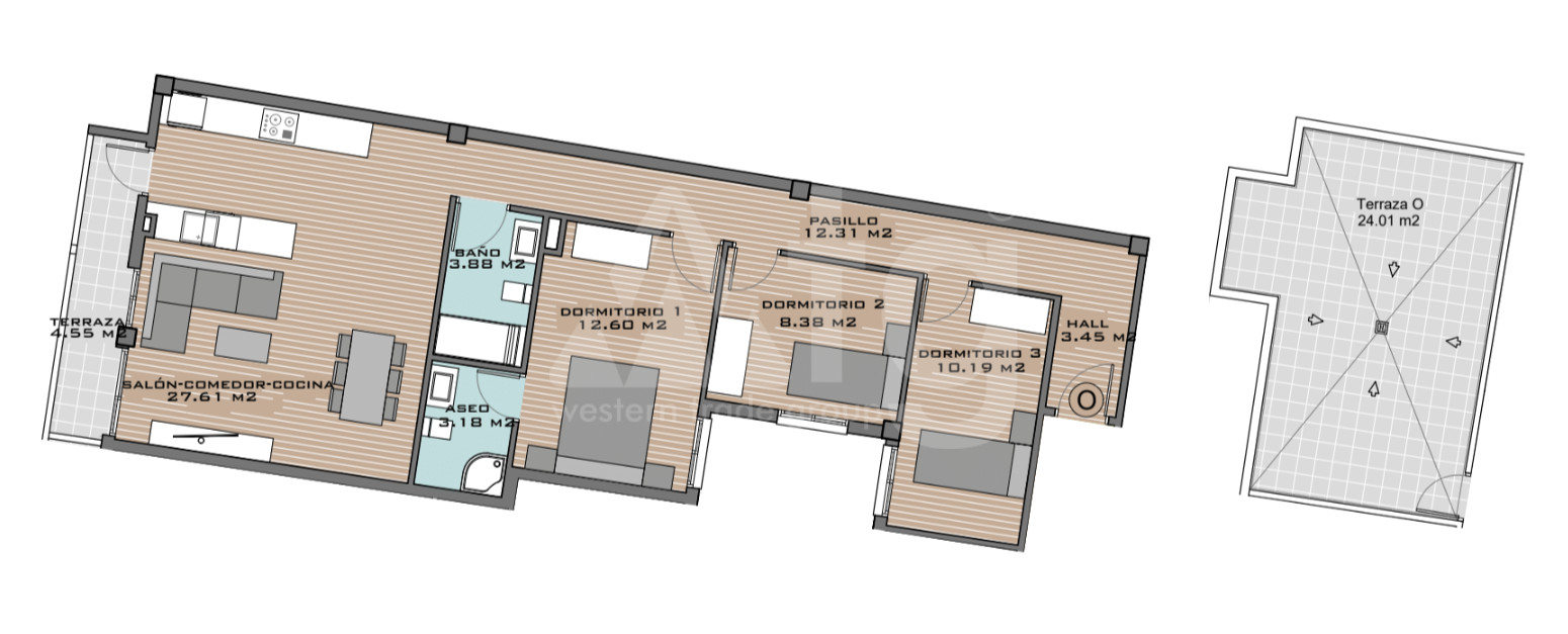 3 Schlafzimmer Penthouse-Wohnung in Algorfa - DTS53359 - 1