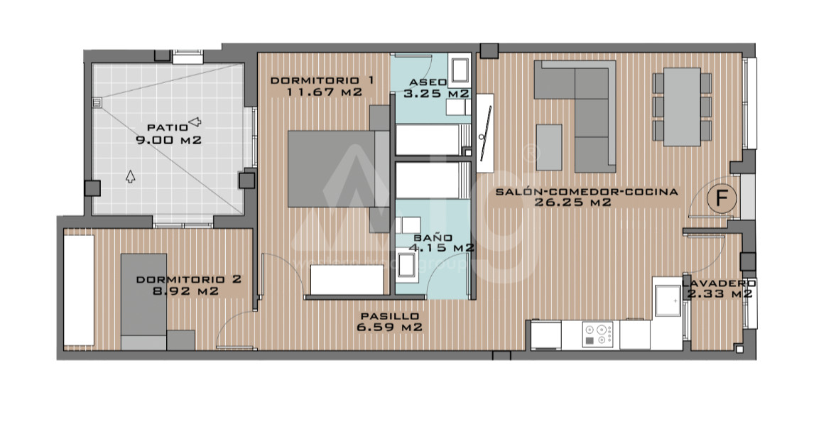 2 Schlafzimmer Appartement in Algorfa - DTS53365 - 1