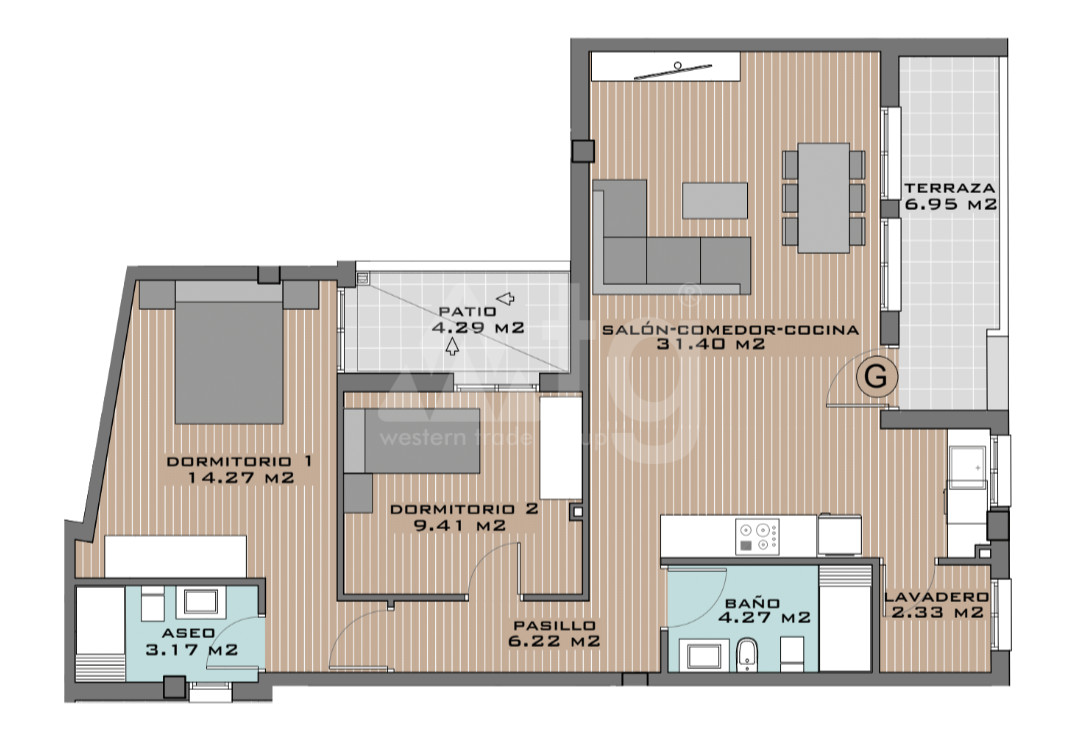 Appartement de 2 chambres à Algorfa - DTS53366 - 1