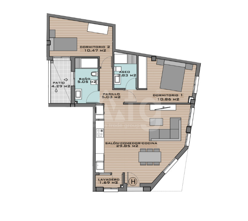 Apartamento de 2 habitaciones en Algorfa - DTS53367 - 1