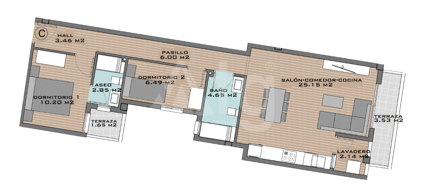 Apartamento de 2 habitaciones en Algorfa - DTS53374 - 1