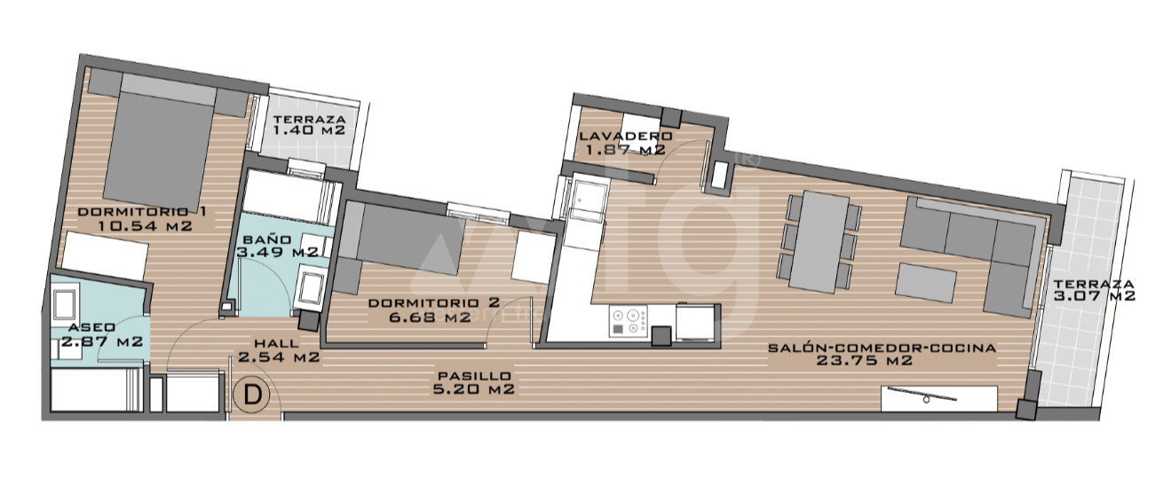 Apartament cu 2 dormitoare în Algorfa - DTS53375 - 1