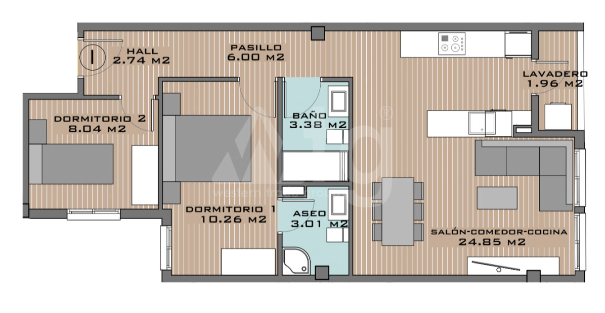 Appartement de 2 chambres à Algorfa - DTS53380 - 1